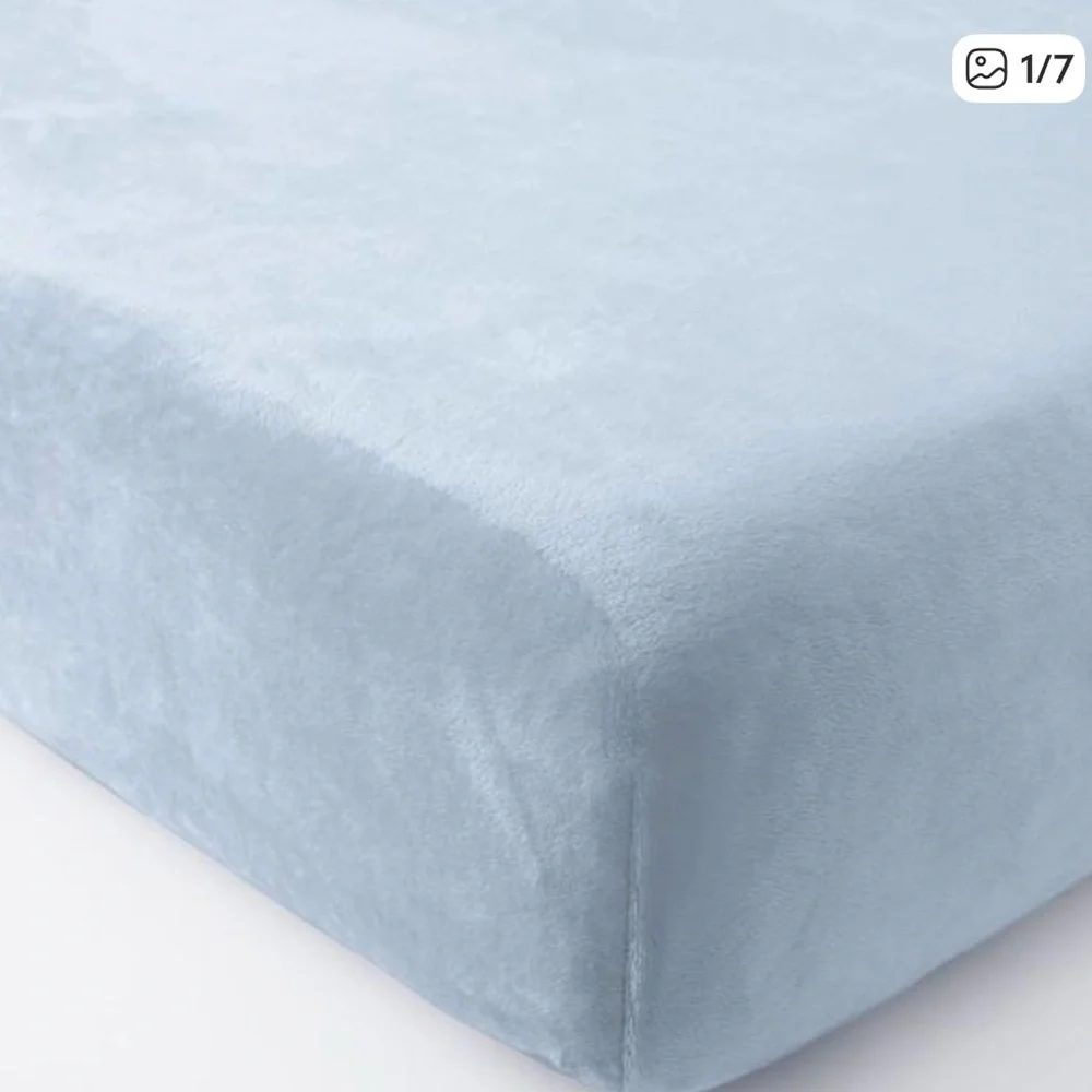 EUC Pottery Barn Kids Luxe Chamois Twin Light Blue Fitted Sheet & Pillowcase. - Picture 5 of 5